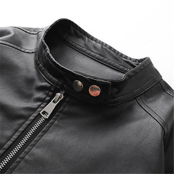 AIDASE  -  Spring High Quality Men's PU Leather Jacket Motorcycles Zipper Casual Stand Collar Leather Outwear Male Moto Biker Loose Coat aidase-shop